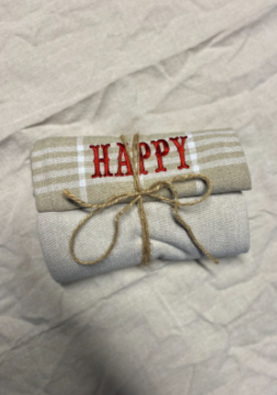 ReSet Kökshanddukar 2-pack (Beige Rutig/Blank)