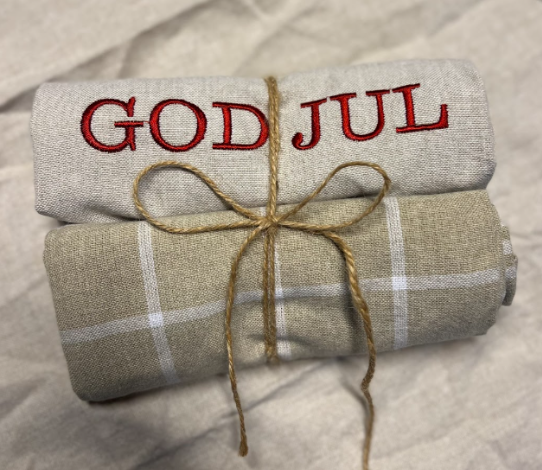 ReSet Kökshanddukar 2-pack (Beige blank/rutig)