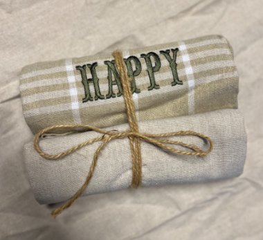 ReSet Kökshanddukar 2-pack (Beige Rutig/Blank)