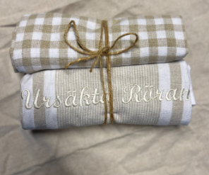 ReSet Kökshandduk 2-pack (Beige rutig/randig)